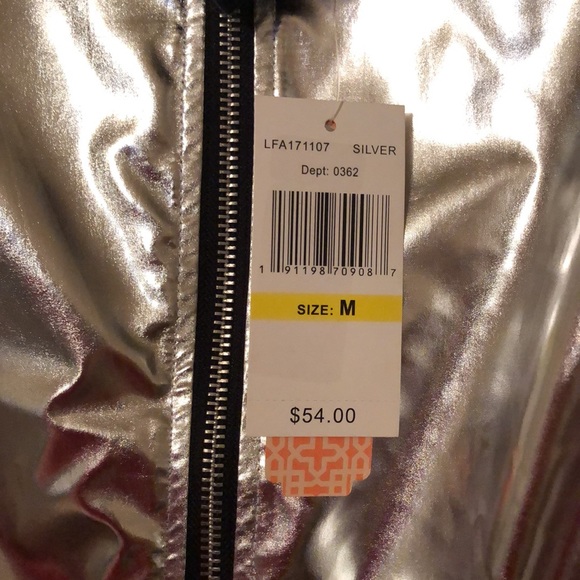 GB Silver Zipper Disco Jacket Medium NWT 🪩 🧥 - Picture 3 of 12